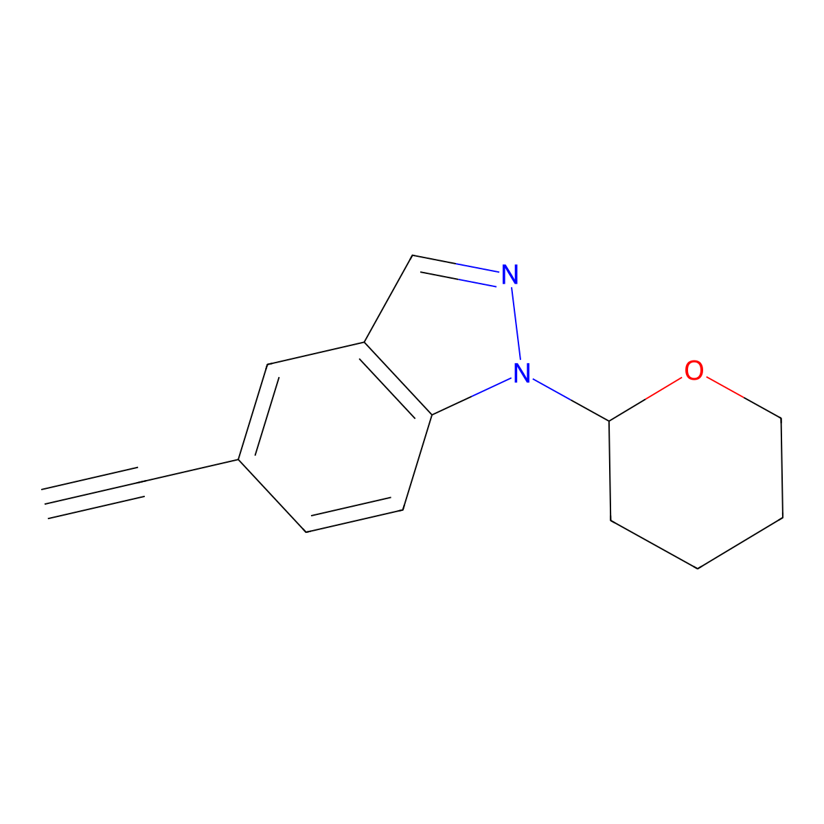5-ethynyl-1-(tetrahydro-2H-pyran-2-yl)-1H-indazole molecular structure, CAS 1365888-99-8