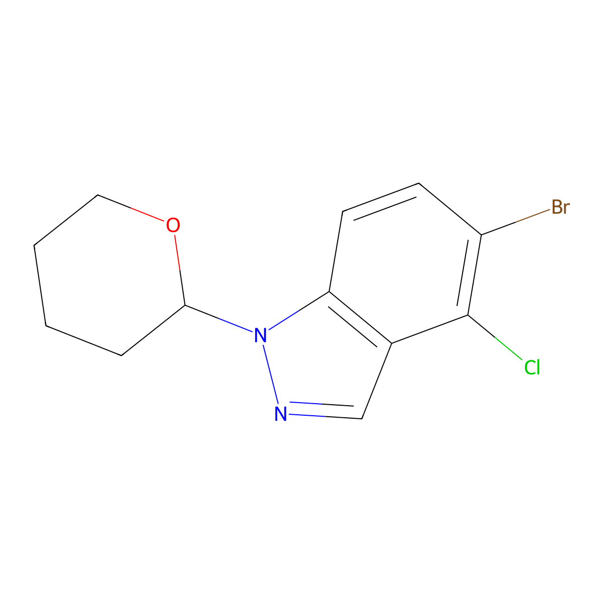5-Bromo-4-chloro-1-(tetrahydro-2H-pyran-2-yl)-1H-indazole molecular structure, CAS 1365889-24-2