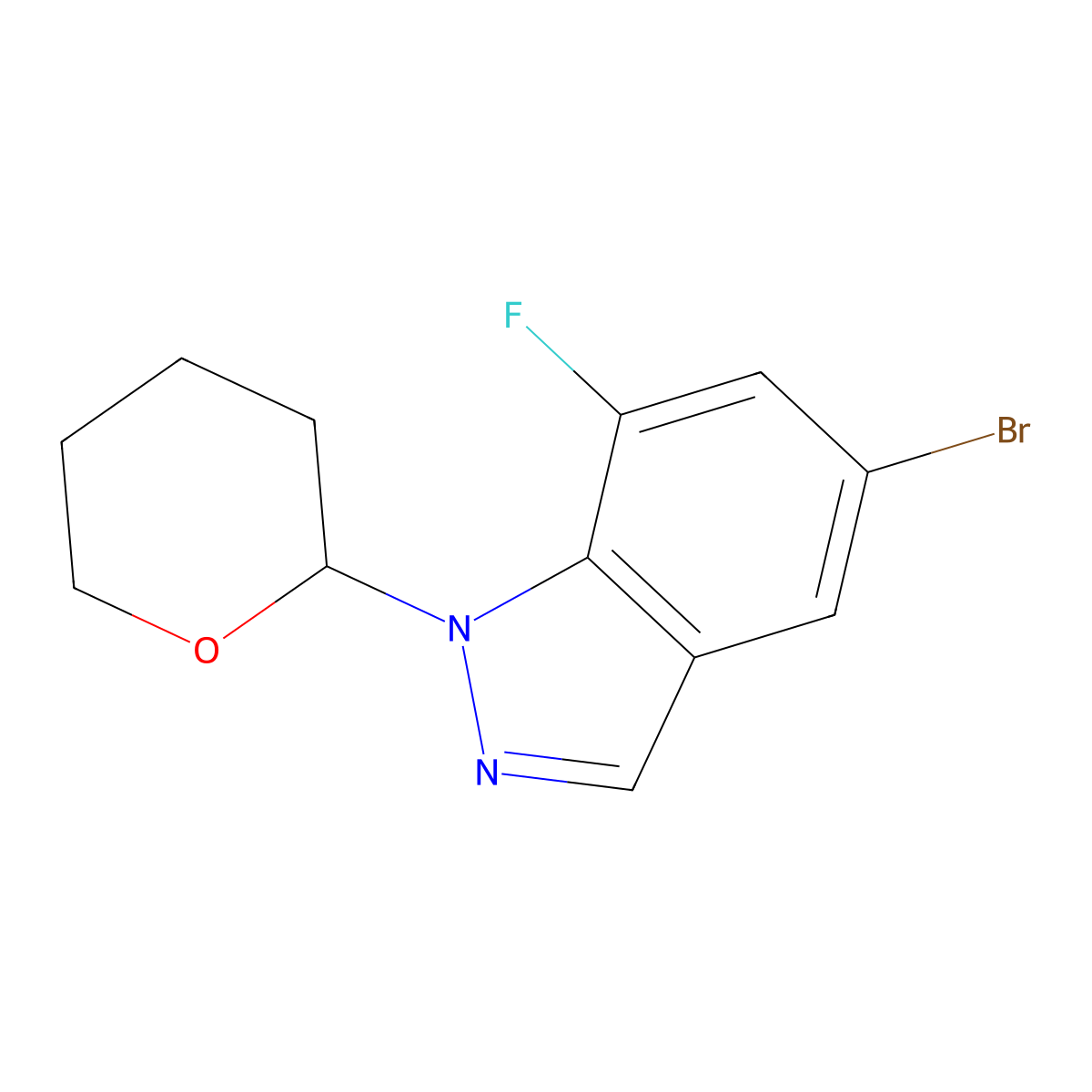 5-bromo-7-fluoro-1-(tetrahydro-2H-pyran-2-yl)-1H-indazole molecular structure, CAS 1365889-34-4