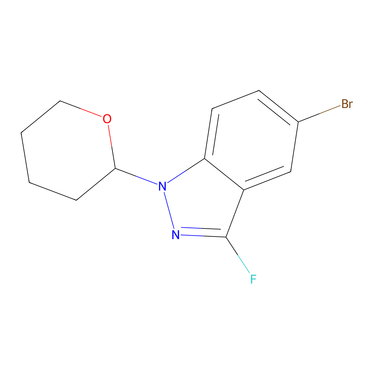 5-Bromo-3-fluoro-1-(tetrahydro-2H-pyran-2-yl)-1H-indazole molecular structure, CAS 1365889-96-8