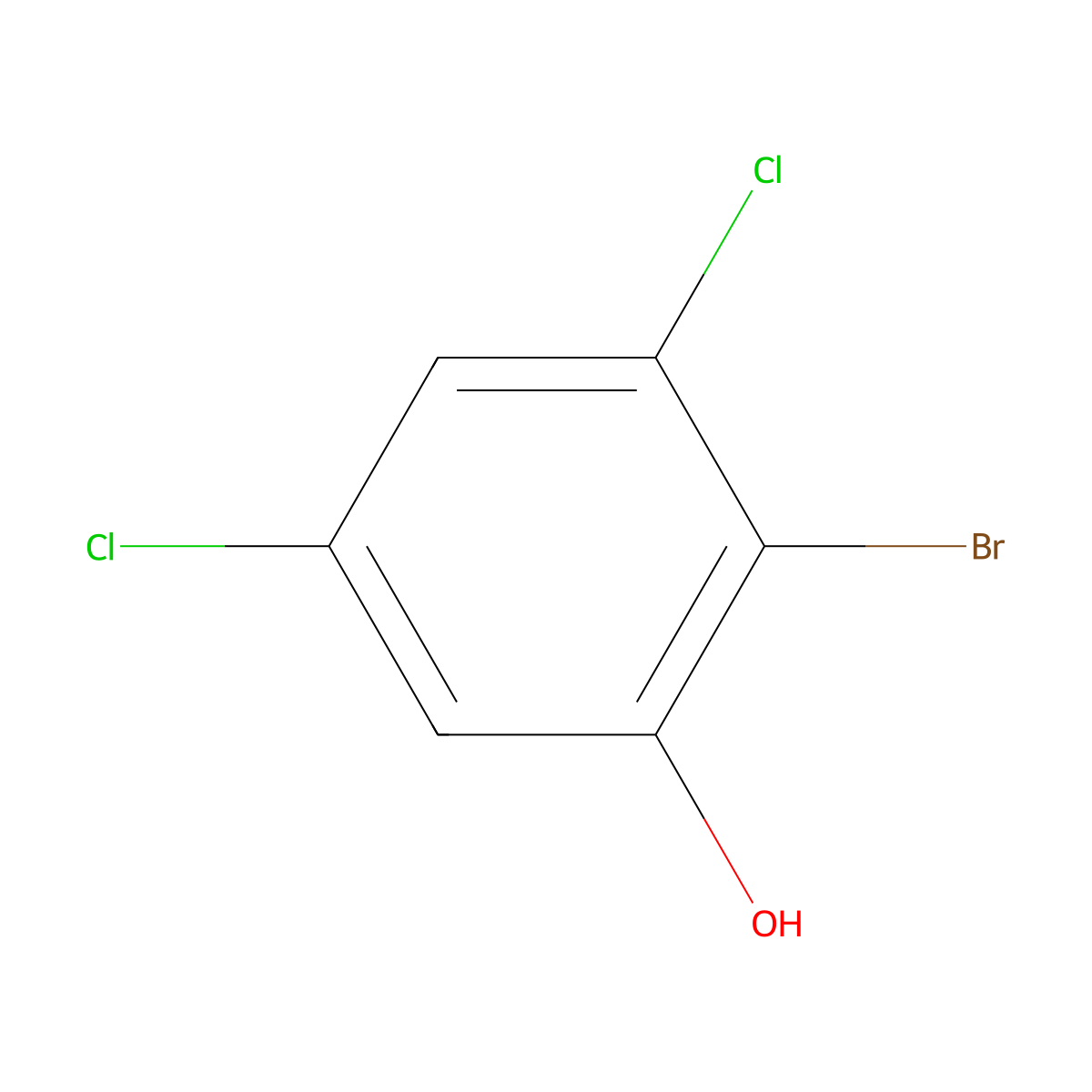 2-Bromo-3,5-dichlorophenol molecular structure, CAS 13659-22-8