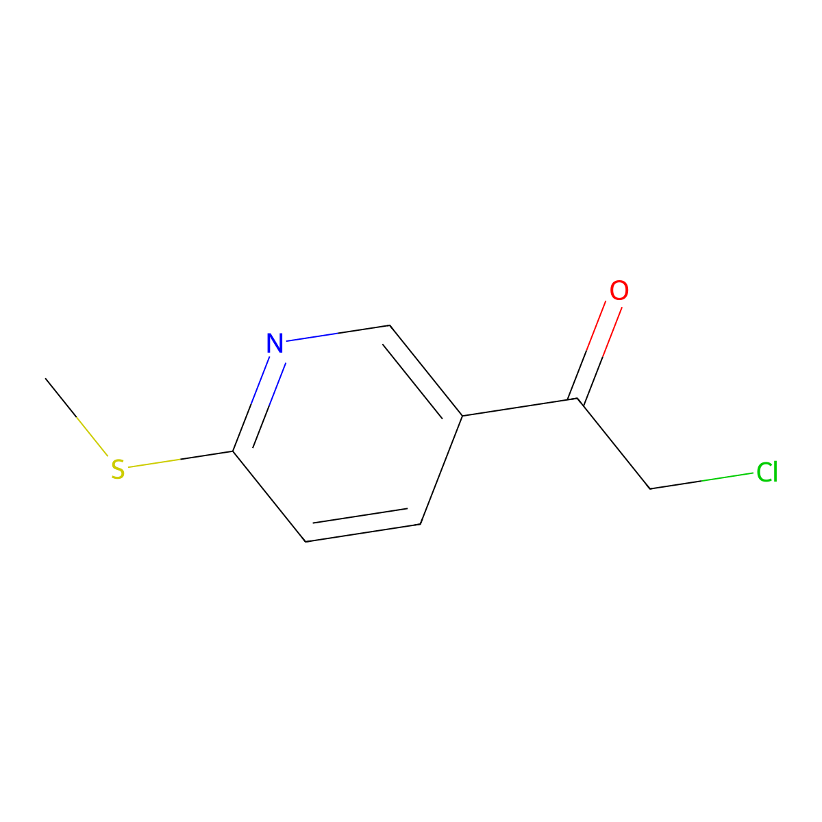 2-Chloro-1-(6-methylsulfanylpyridin-3-yl)ethanone molecular structure, CAS 136592-10-4