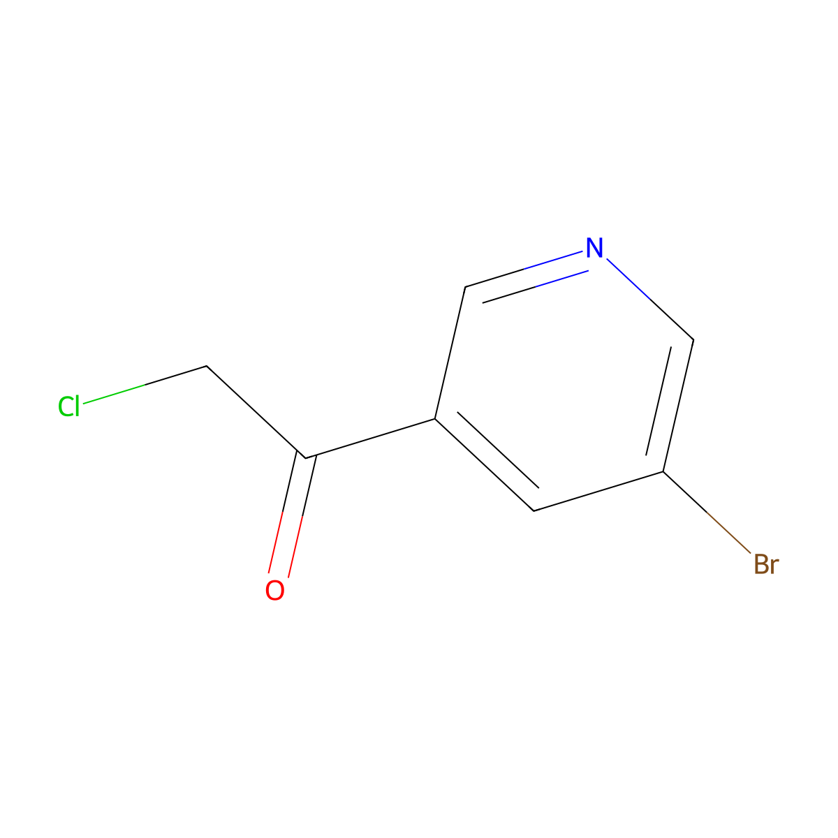 1-(5-Bromopyridin-3-yl)-2-chloroethan-1-one molecular structure, CAS 136592-35-3