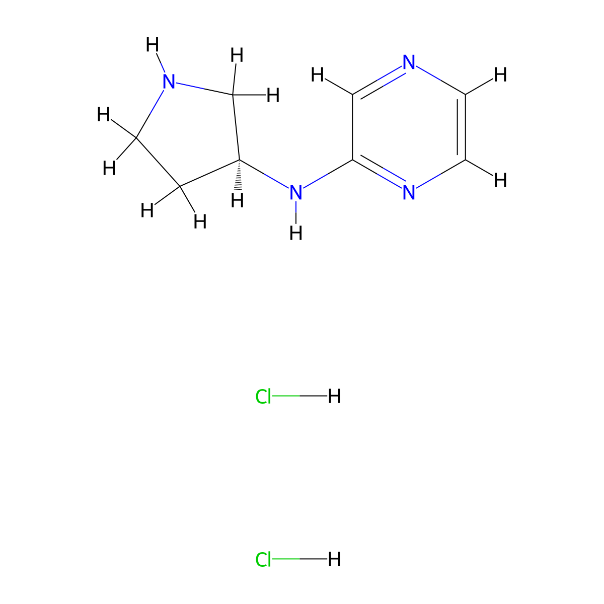 [(3S)-Pyrrolidin-3-yl]pyrazin-2-amine dihydrochloride molecular structure, CAS 1365931-44-7