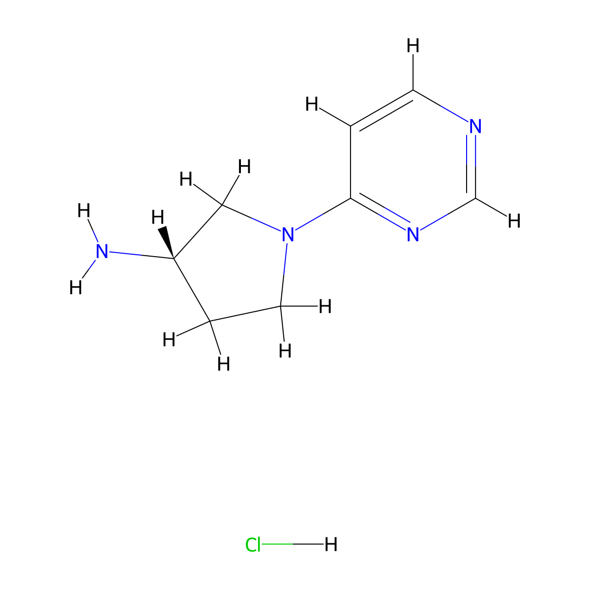 (3S)-1-(Pyrimidin-4-yl)pyrrolidin-3-amine hydrochloride molecular structure, CAS 1365936-46-4