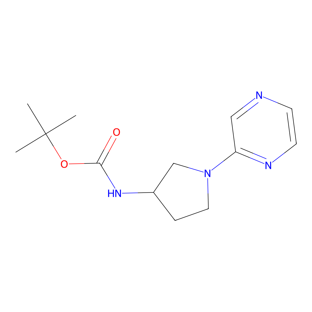 tert-Butyl N-[(3S)-1-(pyrazin-2-yl)pyrrolidin-3-yl]carbamate molecular structure, CAS 1365936-65-7