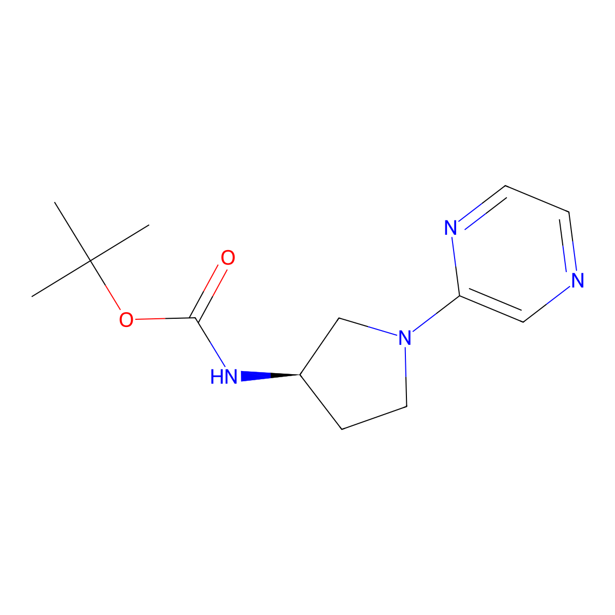 (R)-tert-butyl (1-(pyrazin-2-yl)pyrrolidin-3-yl)carbamate molecular structure, CAS 1365936-73-7