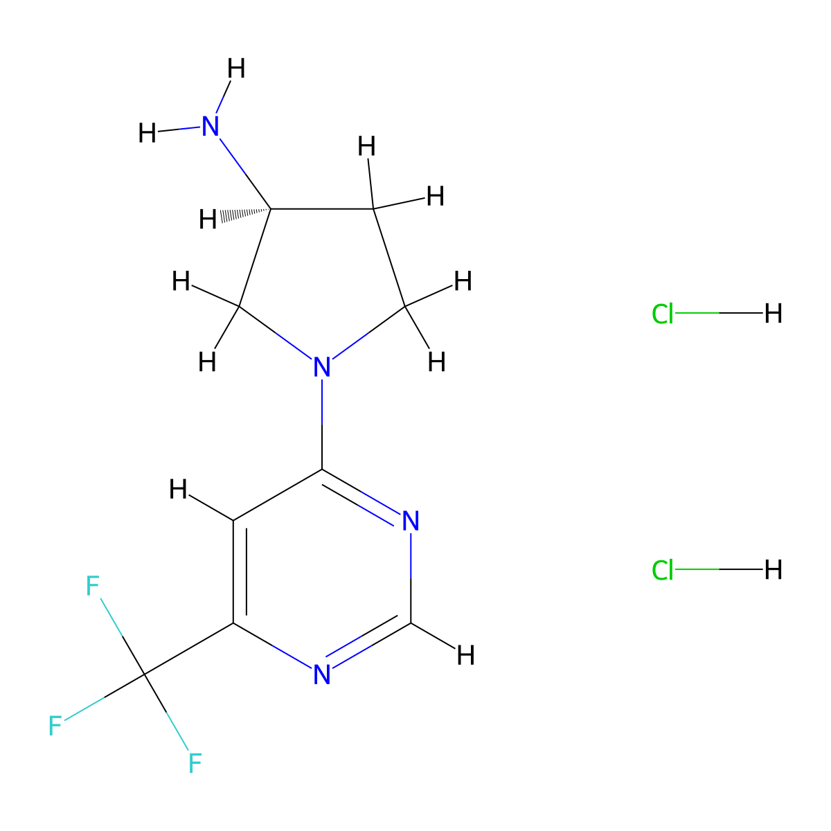 (3S)-1-[6-(Trifluoromethyl)pyrimidin-4-yl]pyrrolidin-3-amine dihydrochloride molecular structure, CAS 1365936-86-2