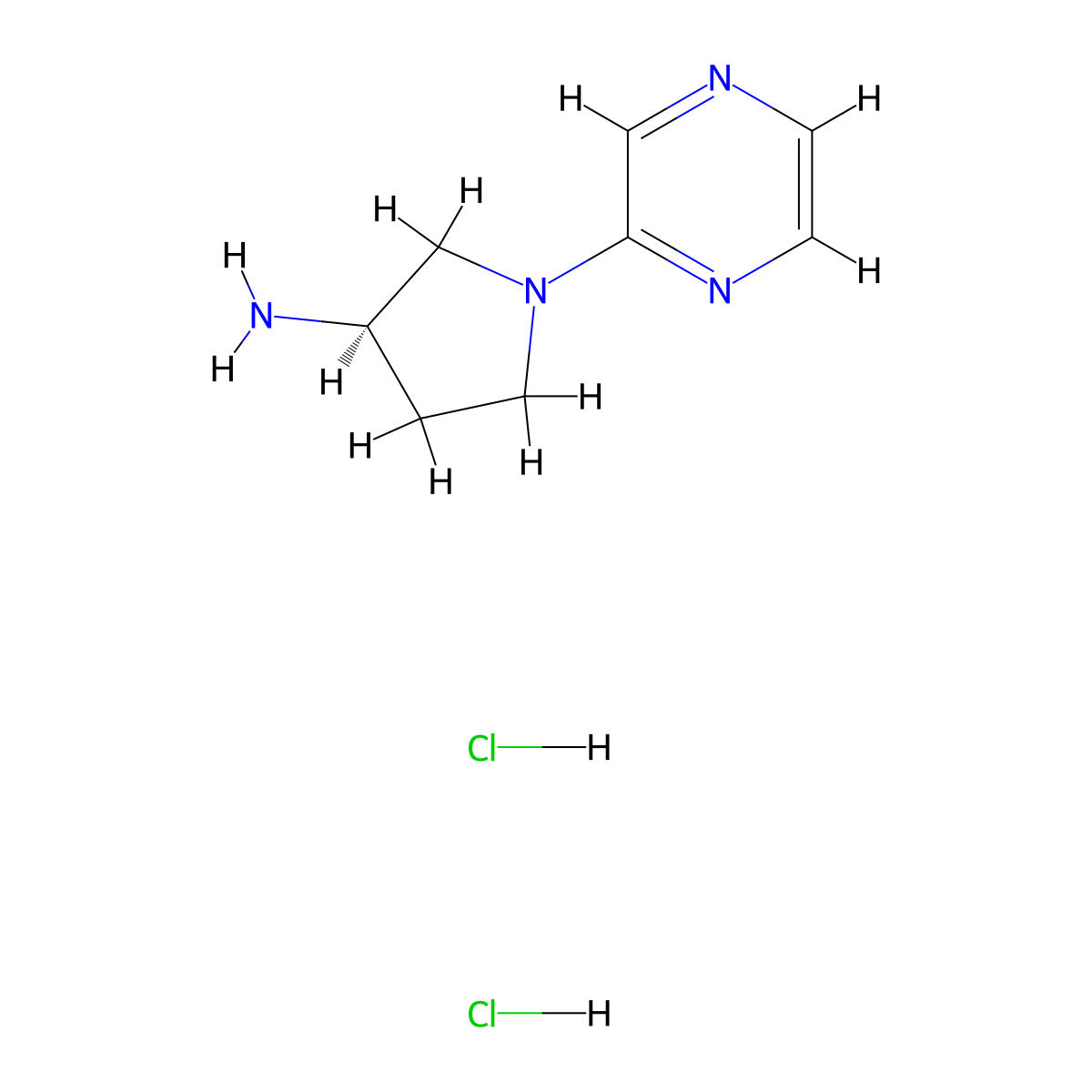 (3R)-1-(Pyrazin-2-yl)pyrrolidin-3-amine dihydrochloride molecular structure, CAS 1365937-15-0
