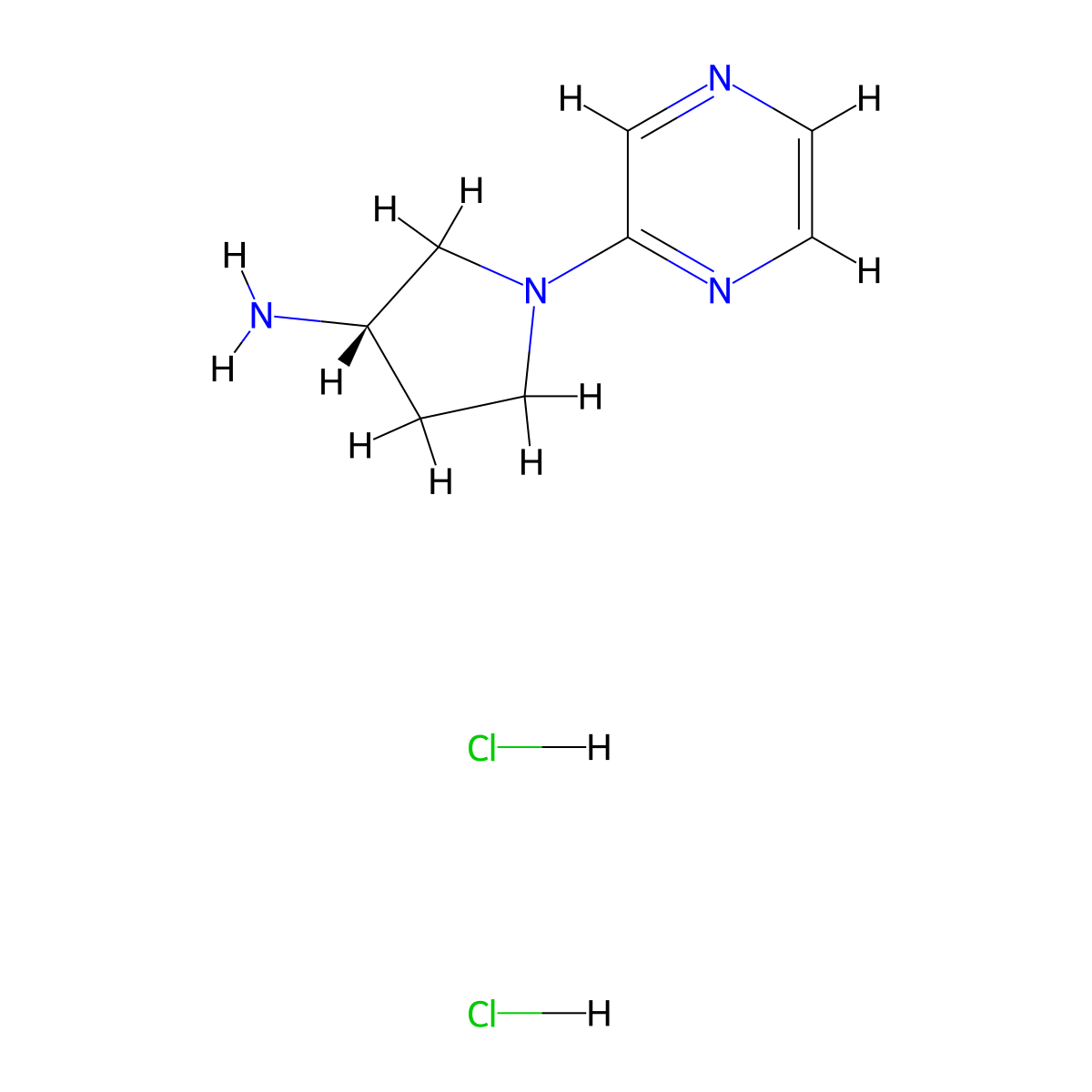 (3S)-1-(Pyrazin-2-yl)pyrrolidin-3-amine dihydrochloride molecular structure, CAS 1365937-43-4