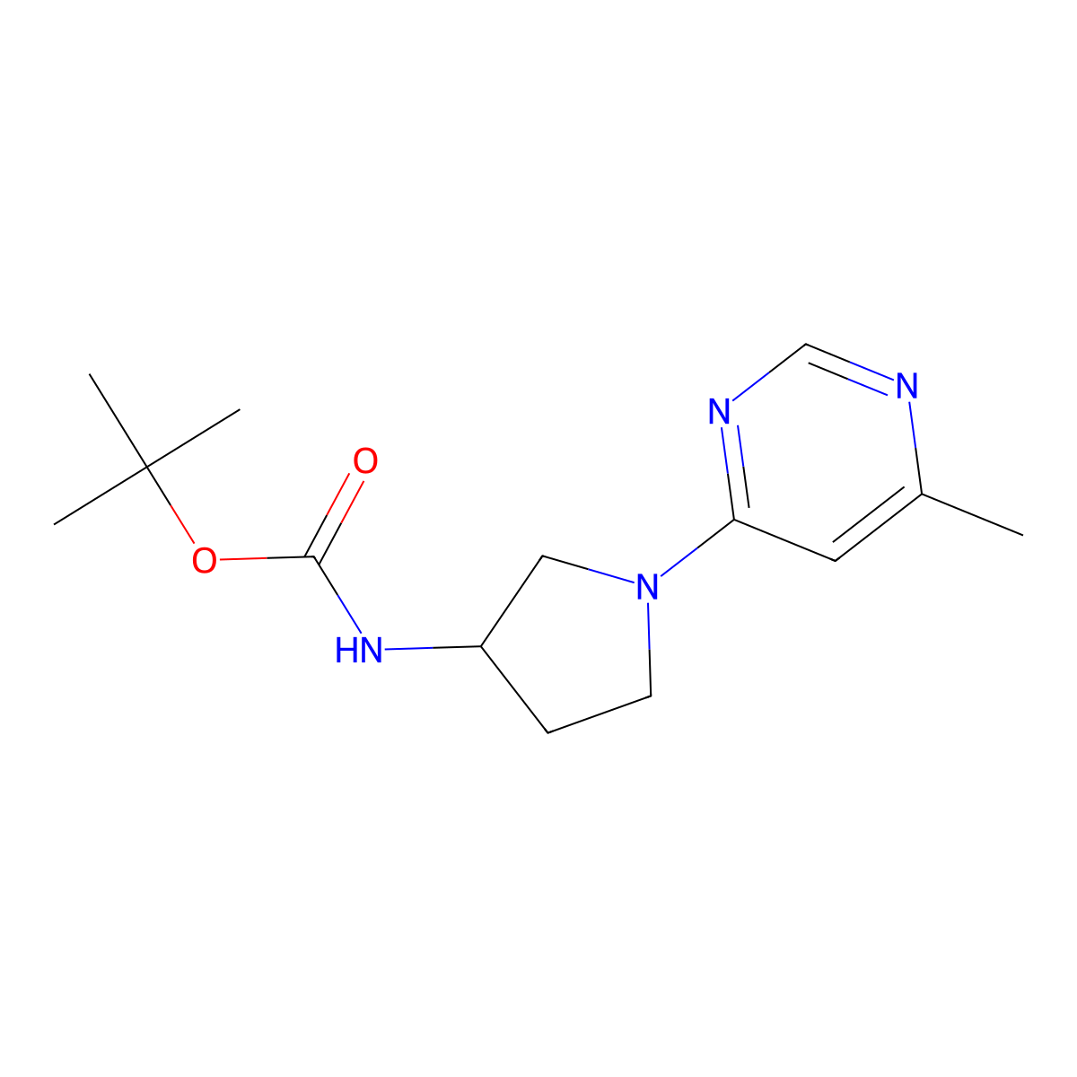 tert-Butyl N-[(3R)-1-(6-methylpyrimidin-4-yl)pyrrolidin-3-yl]carbamate molecular structure, CAS 1365937-68-3
