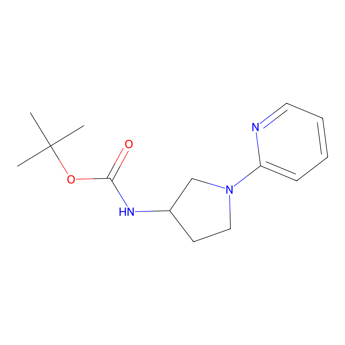 tert-Butyl N-[(3R)-1-(pyridin-2-yl)pyrrolidin-3-yl]carbamate molecular structure, CAS 1365937-76-3
