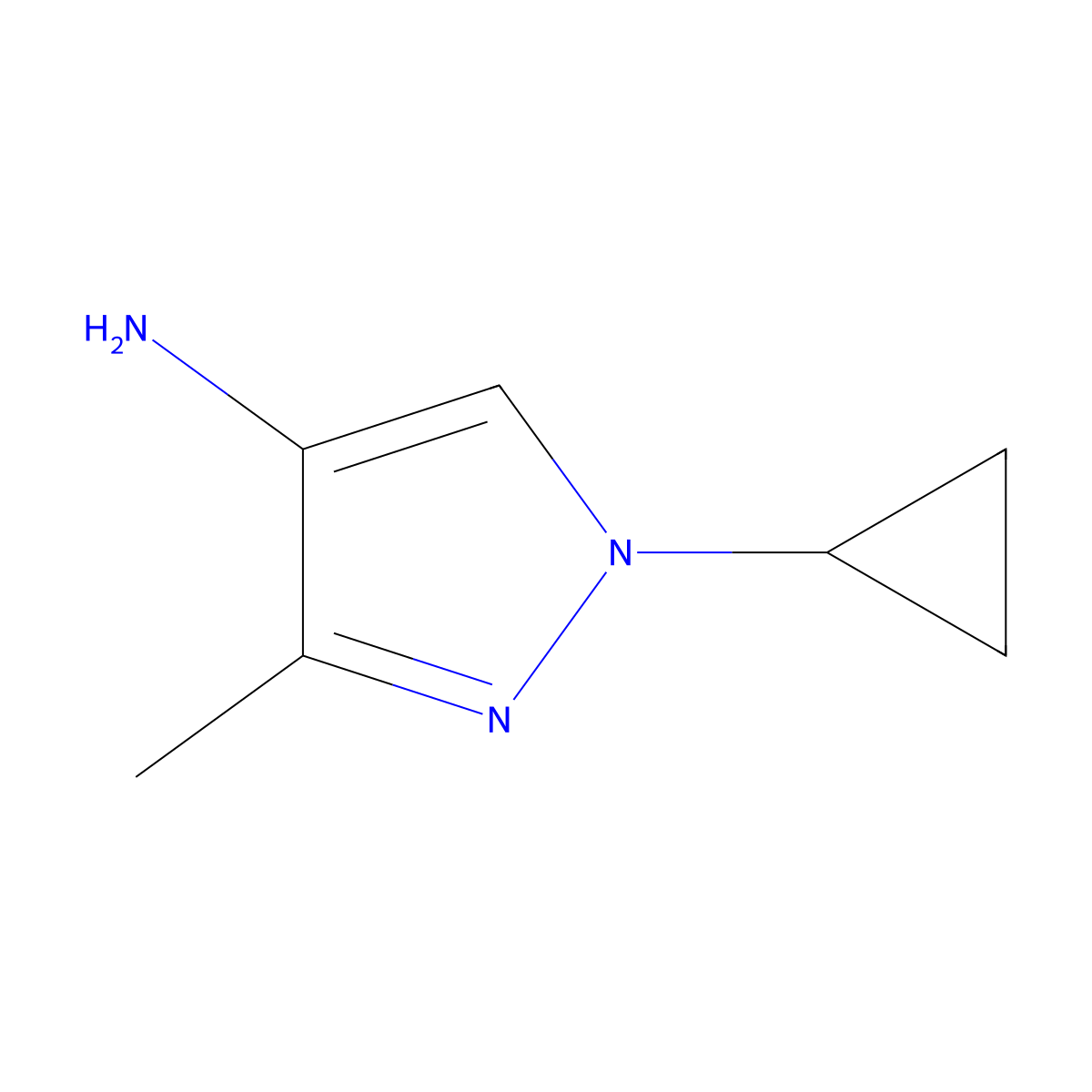 1-cyclopropyl-3-methyl-1H-pyrazol-4-amine molecular structure, CAS 1365938-54-0
