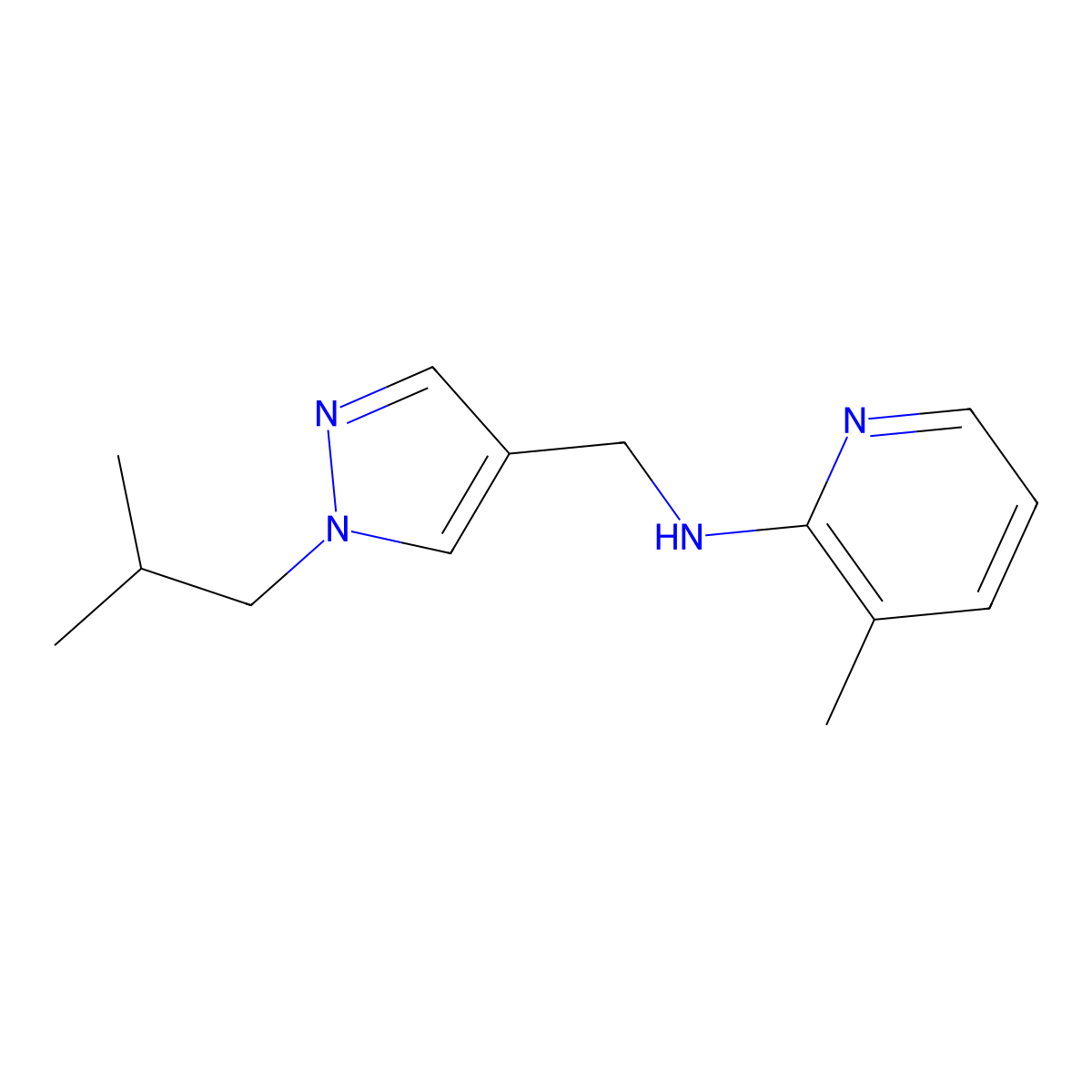 (1-Isobutyl-1H-pyrazol-4-ylmethyl)-(3-methyl-pyridin-2-yl)-amine molecular structure, CAS 1365939-12-3