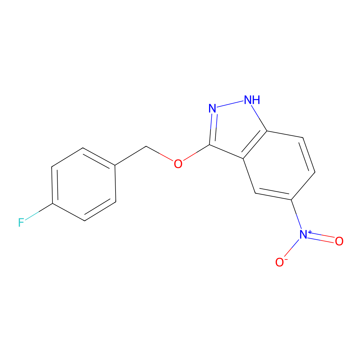 3-((4-Fluorobenzyl)oxy)-5-nitro-1H-indazole molecular structure, CAS 1365939-34-9