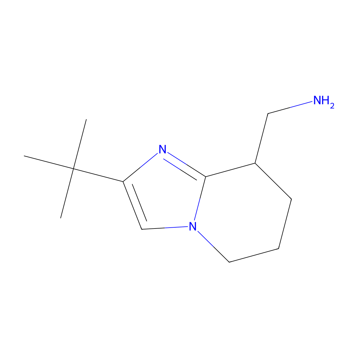 (2-(tert-Butyl)-5,6,7,8-tetrahydroimidazo[1,2-a]pyridin-8-yl)methanamine molecular structure, CAS 1365939-45-2