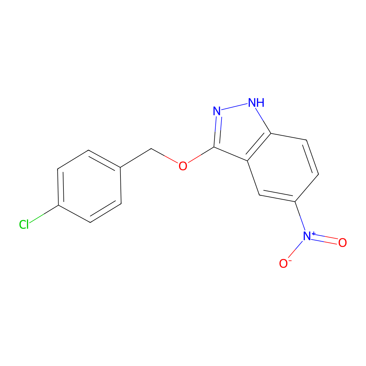 3-((4-Chlorobenzyl)oxy)-5-nitro-1H-indazole molecular structure, CAS 1365939-54-3