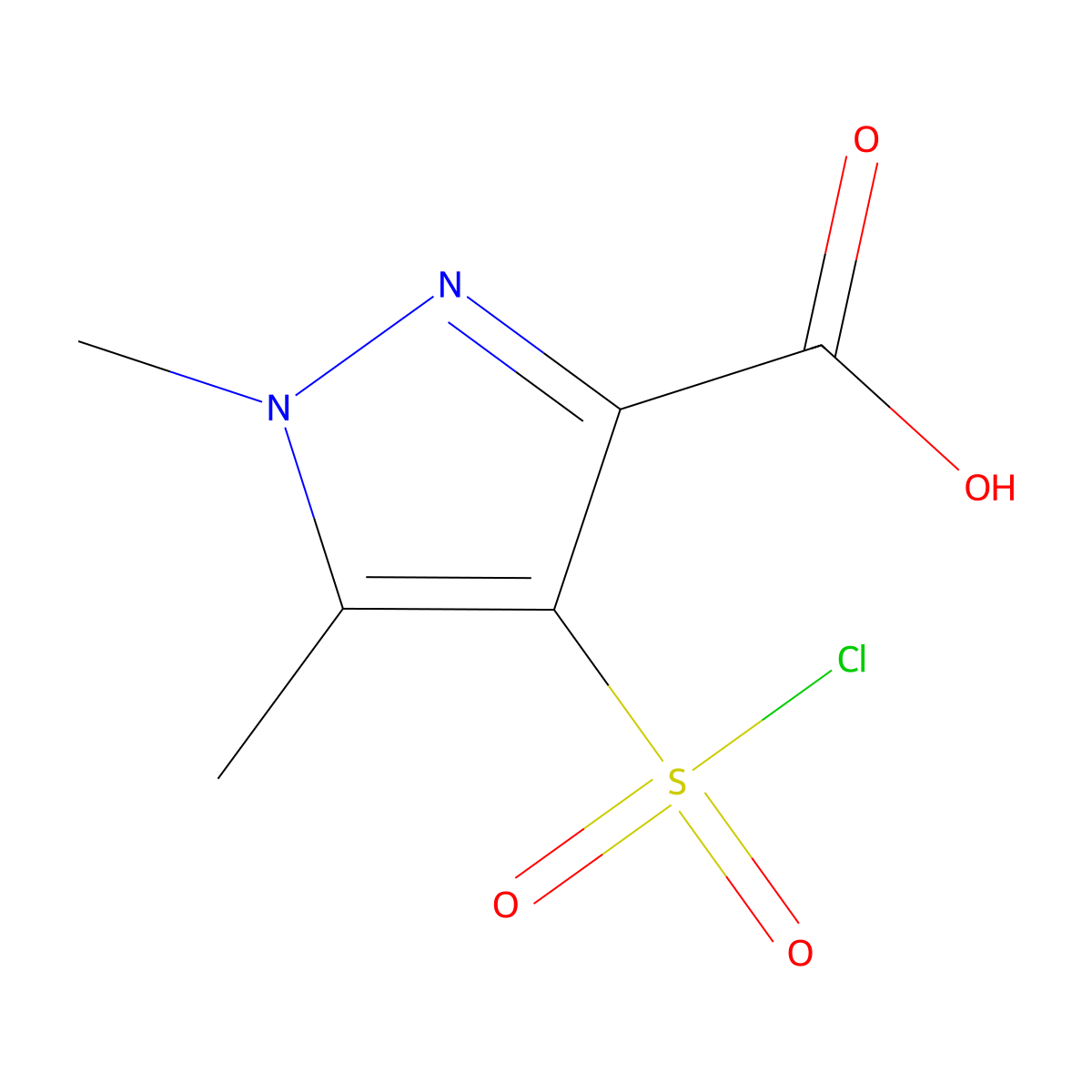 4-(chlorosulfonyl)-1,5-dimethyl-1H-pyrazole-3-carboxylic acid molecular structure, CAS 1365939-65-6