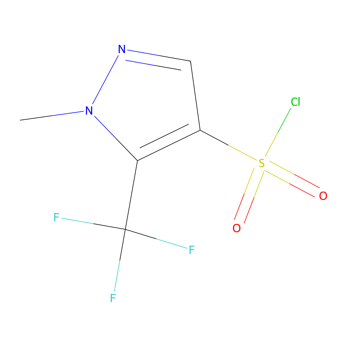 1-methyl-5-(trifluoromethyl)-1H-pyrazole-4-sulfonyl chloride molecular structure, CAS 1365939-85-0