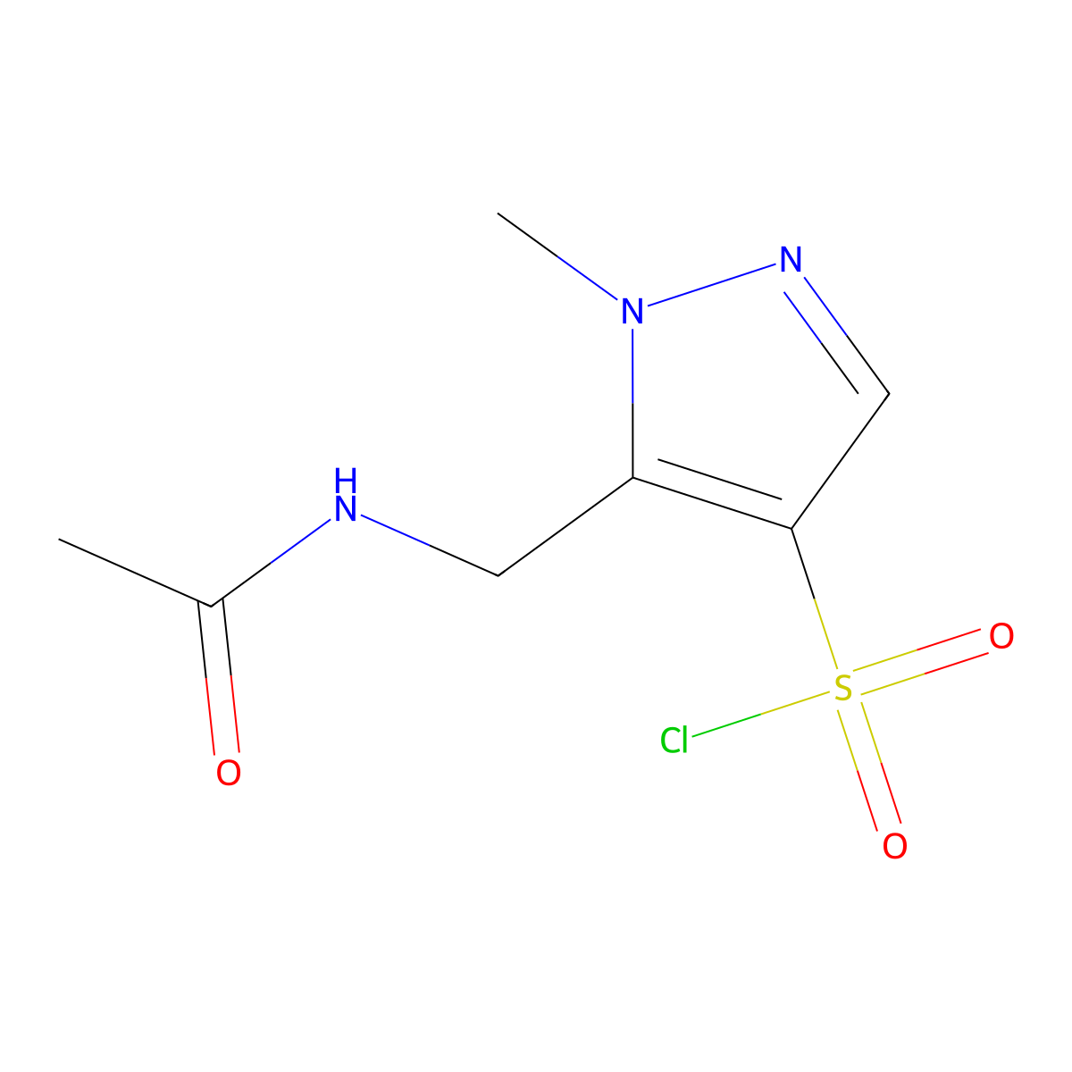 5-(acetamidomethyl)-1-methyl-1H-pyrazole-4-sulfonyl chloride molecular structure, CAS 1365939-89-4