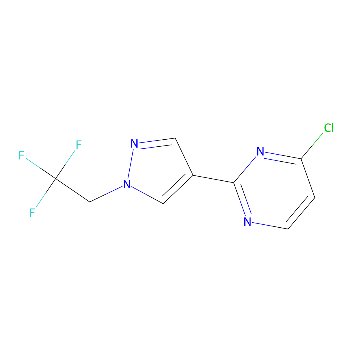 4-Chloro-2-(1-(2,2,2-trifluoroethyl)-1H-pyrazol-4-yl)pyrimidine molecular structure, CAS 1365940-41-5