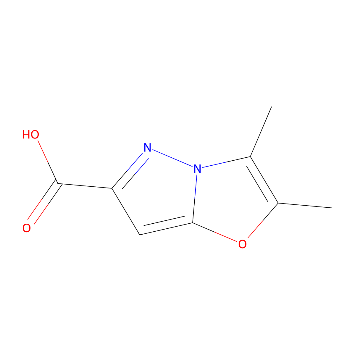 2,3-Dimethylpyrazolo[5,1-b]oxazole-6-carboxylic acid molecular structure, CAS 1365940-87-9