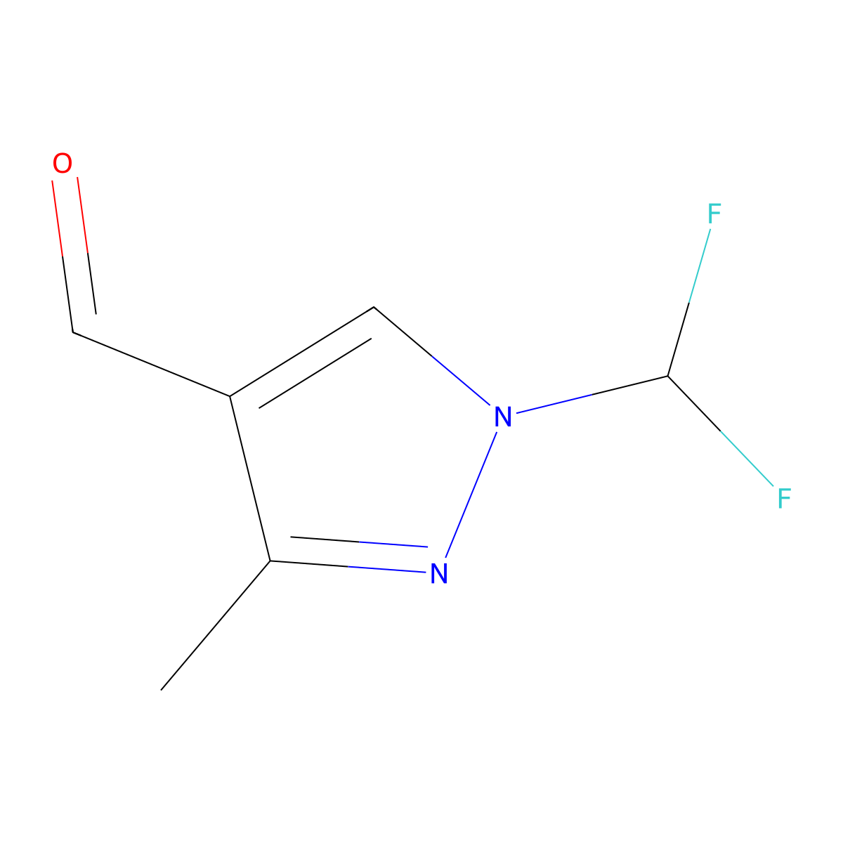 1-(Difluoromethyl)-3-methyl-1H-pyrazole-4-carbaldehyde molecular structure, CAS 1365941-43-0