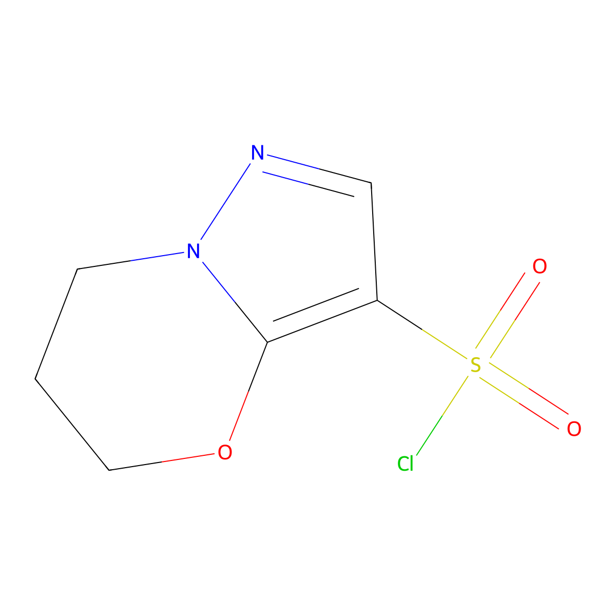 5H,6H,7H-pyrazolo(3,2-b)(1,3)oxazine-3-sulfonyl chloride molecular structure, CAS 1365941-51-0
