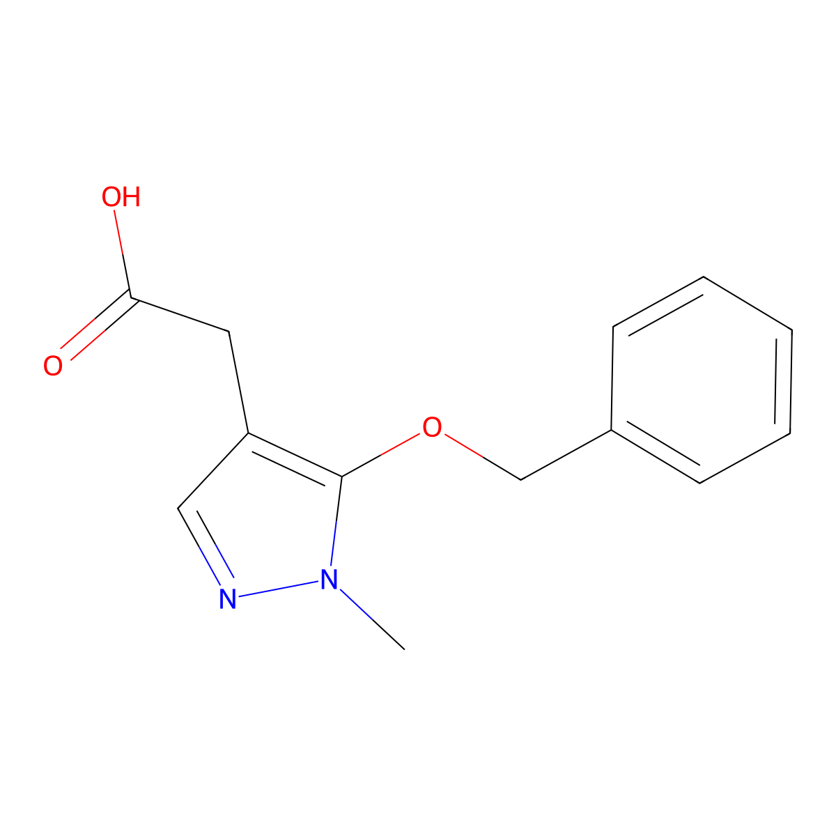2-(5-(Benzyloxy)-1-methyl-1H-pyrazol-4-yl)acetic acid molecular structure, CAS 1365941-98-5