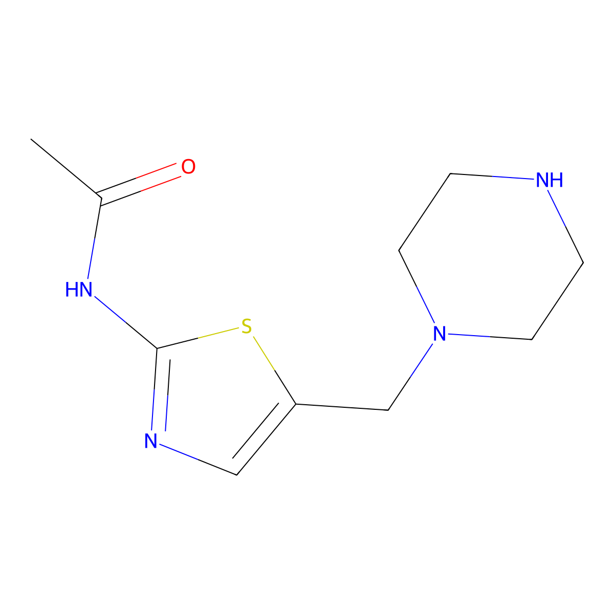 N-(5-(piperazin-1-ylmethyl)thiazol-2-yl)acetamide molecular structure, CAS 1365942-13-7