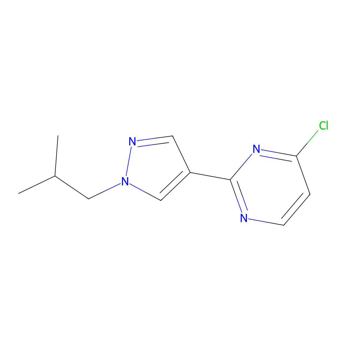 4-Chloro-2-(1-isobutyl-1H-pyrazol-4-yl)pyrimidine molecular structure, CAS 1365942-44-4