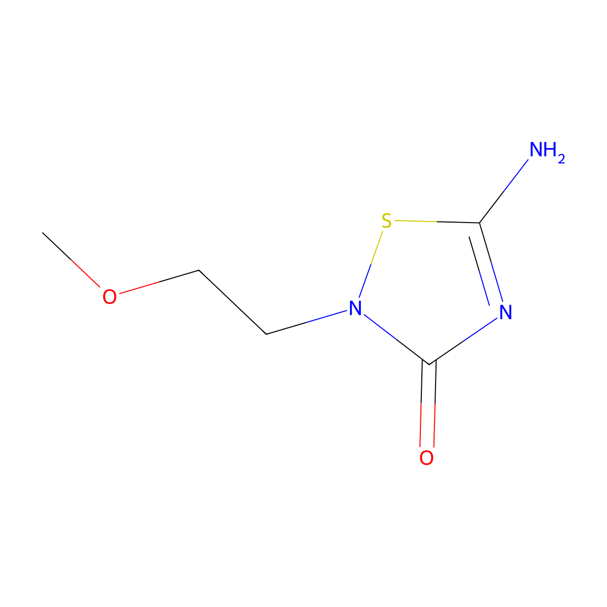 5-Amino-2-(2-methoxyethyl)-1,2,4-thiadiazol-3(2H)-one molecular structure, CAS 1365942-69-3