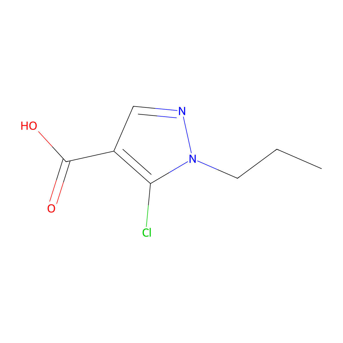 5-chloro-1-propyl-1H-pyrazole-4-carboxylic acid molecular structure, CAS 1365942-96-6