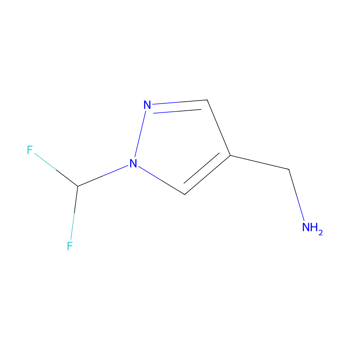 [1-(difluoromethyl)-1H-pyrazol-4-yl]methanamine molecular structure, CAS 1365942-99-9