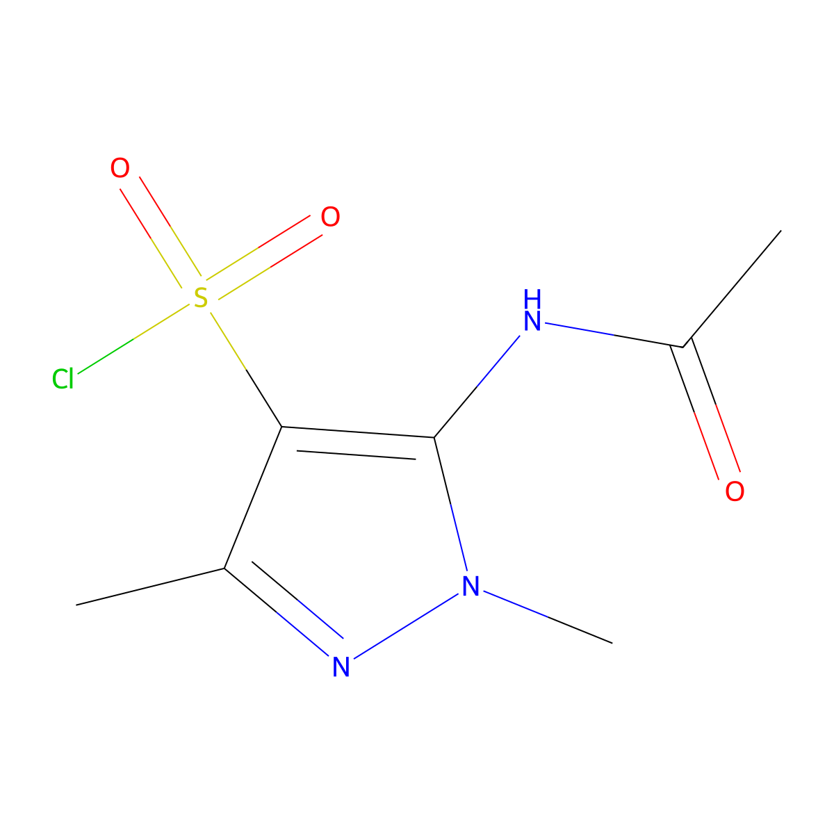 5-acetamido-1,3-dimethyl-1H-pyrazole-4-sulfonyl chloride molecular structure, CAS 1365957-08-9