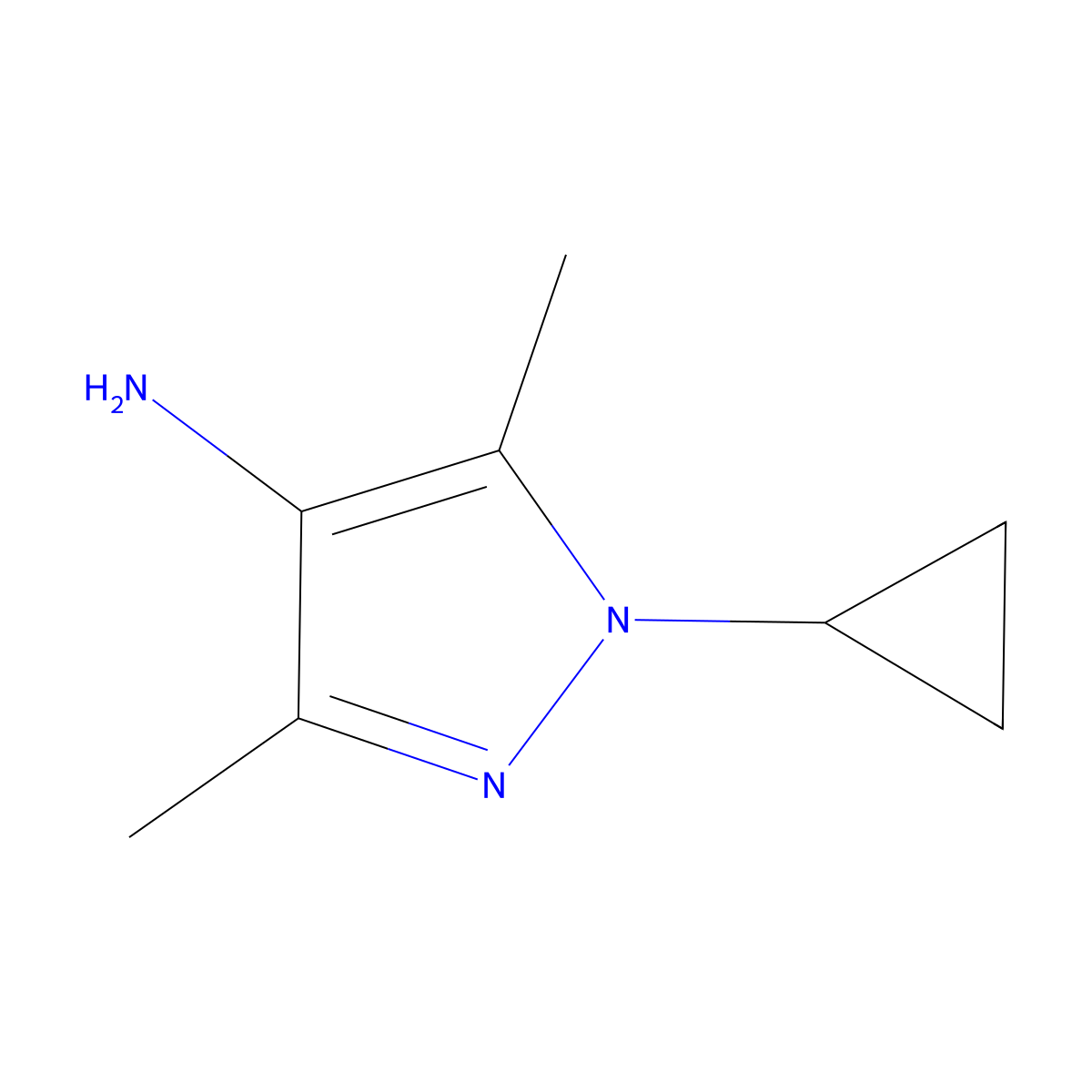 1-Cyclopropyl-3,5-dimethyl-1H-pyrazol-4-amine molecular structure, CAS 1365957-41-0