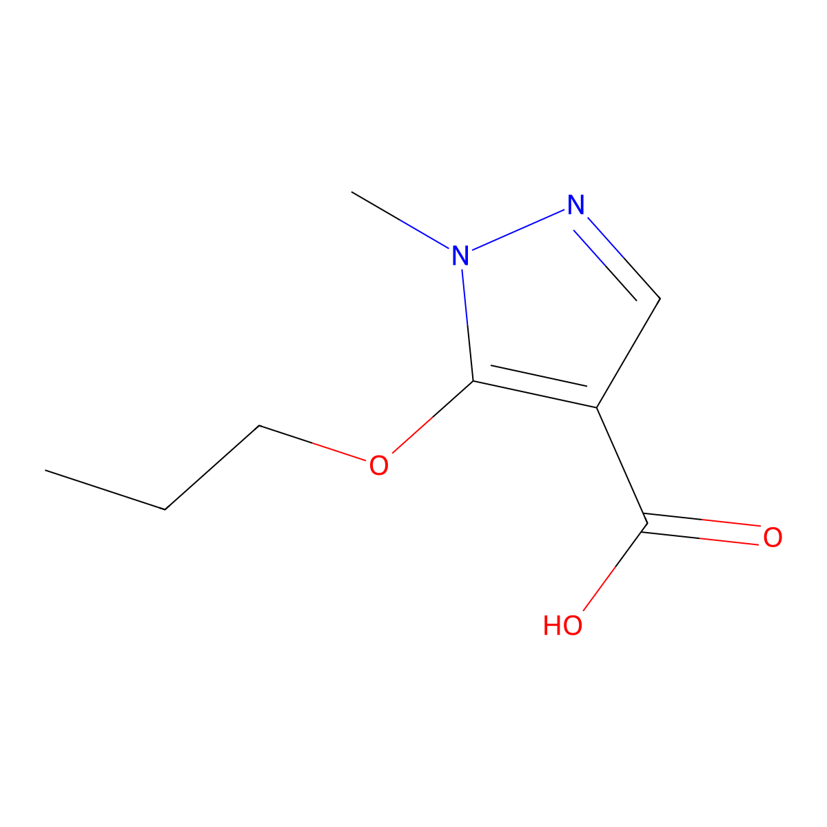 1-Methyl-5-propoxy-1H-pyrazole-4-carboxylic acid molecular structure, CAS 1365957-53-4