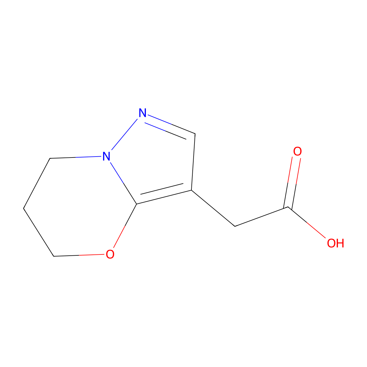 2-{5H,6H,7H-pyrazolo[3,2-b][1,3]oxazin-3-yl}acetic acid molecular structure, CAS 1365959-01-8