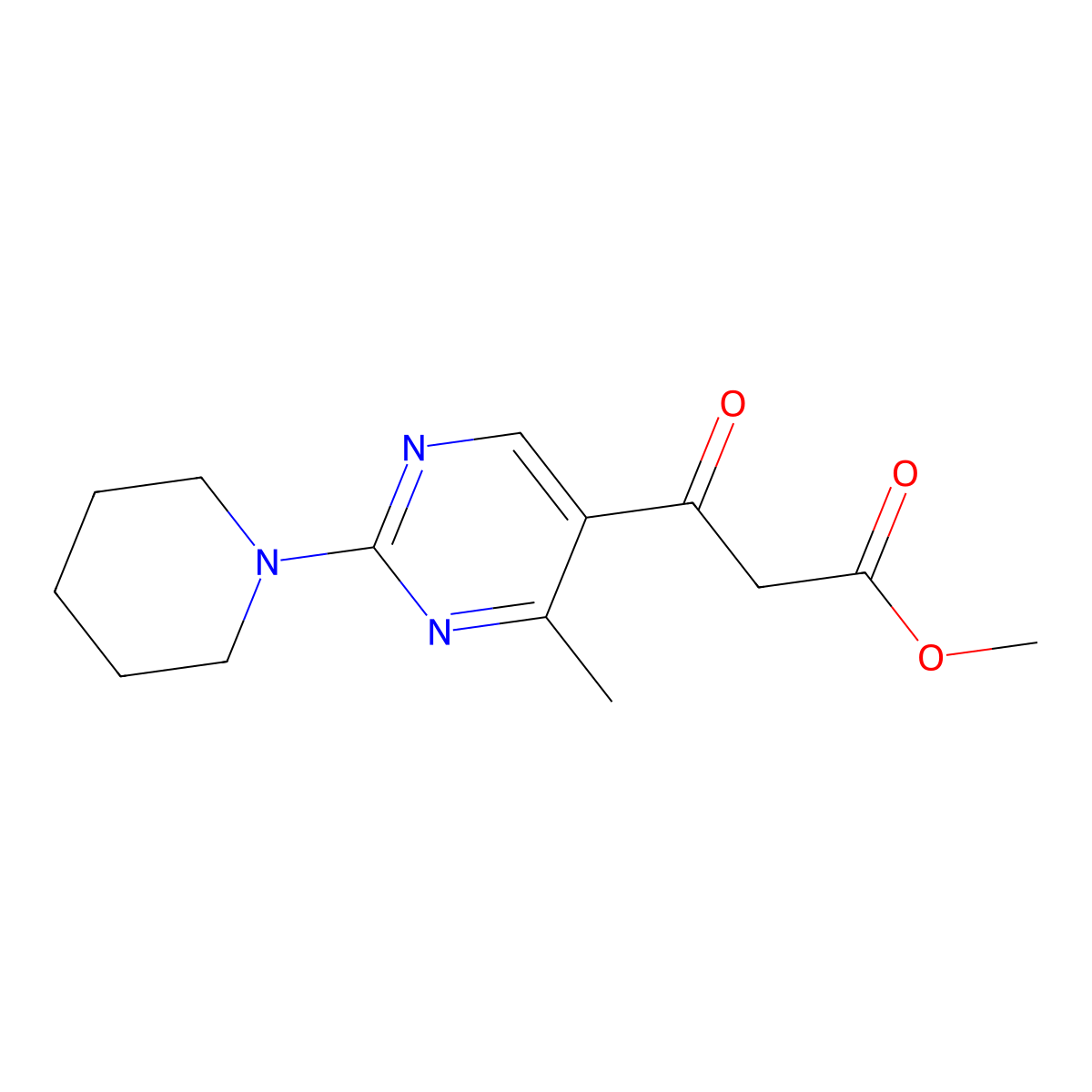 Methyl 3-(4-methyl-2-piperidin-1-ylpyrimidin-5-yl)-3-oxopropanoate molecular structure, CAS 1365959-38-1