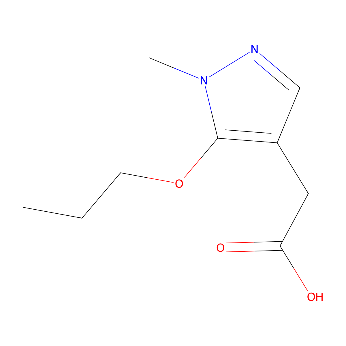 2-(1-Methyl-5-propoxy-1H-pyrazol-4-yl)acetic acid molecular structure, CAS 1365959-56-3