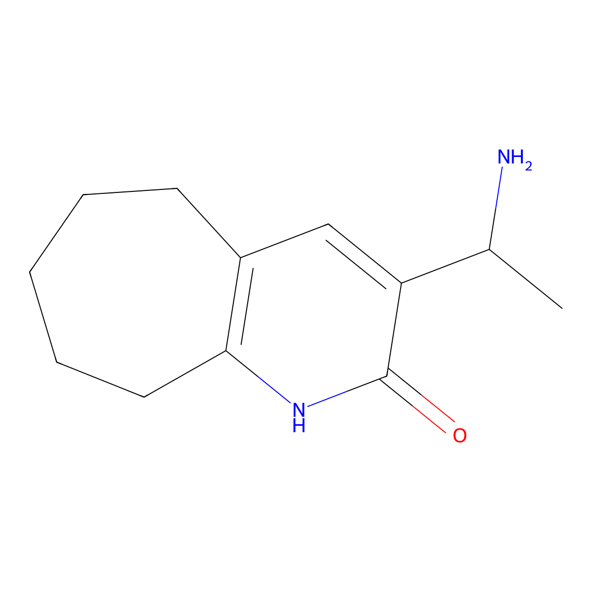 3-(1-Aminoethyl)-6,7,8,9-tetrahydro-1H-cyclohepta[b]pyridin-2(5H)-one molecular structure, CAS 1365961-07-4