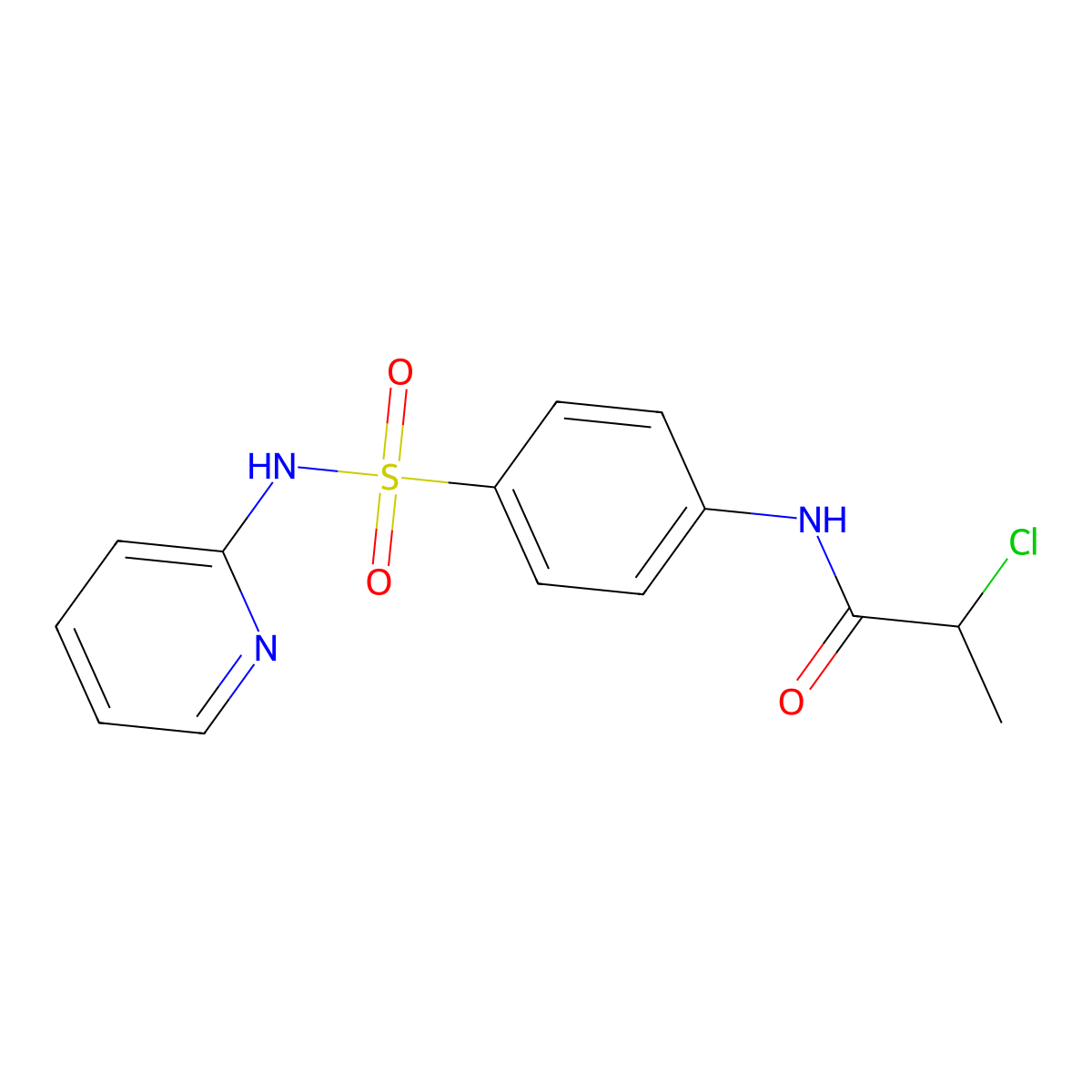 2-Chloro-N-{4-[(pyridin-2-ylamino)-sulfonyl]phenyl}propanamide molecular structure, CAS 1365961-80-3