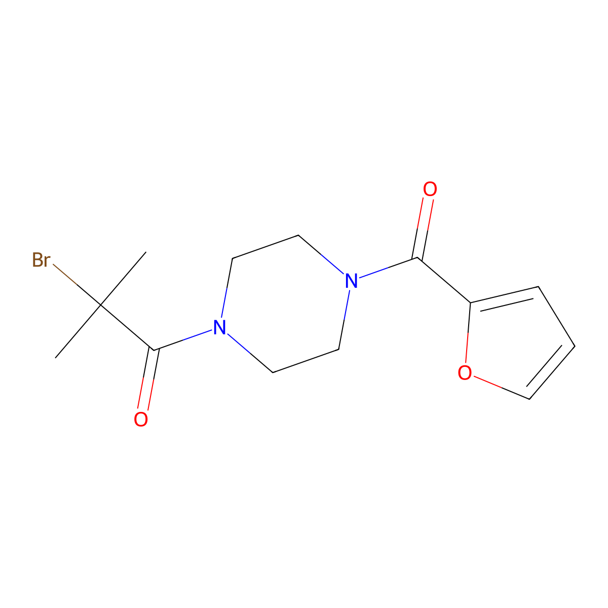 1-(2-Bromo-2-methylpropanoyl)-4-(2-furoyl)piperazine molecular structure, CAS 1365961-85-8