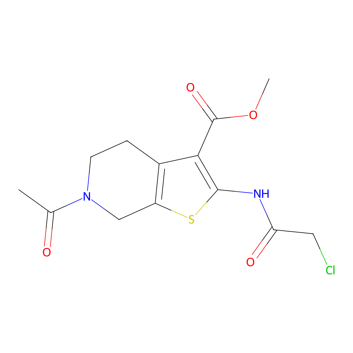 Methyl 6-acetyl-2-[(chloroacetyl)amino]-4,5,6,7-tetrahydrothieno[2,3-c]pyridine-3-carboxylate molecular structure, CAS 1365961-89-2