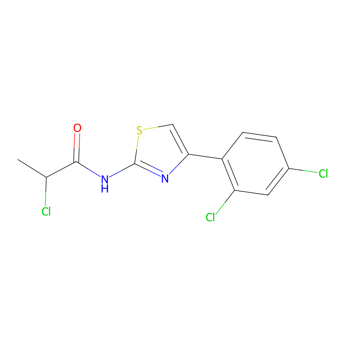 2-Chloro-N-[4-(2,4-dichlorophenyl)-1,3-thiazol-2-yl]propanamide molecular structure, CAS 1365961-91-6