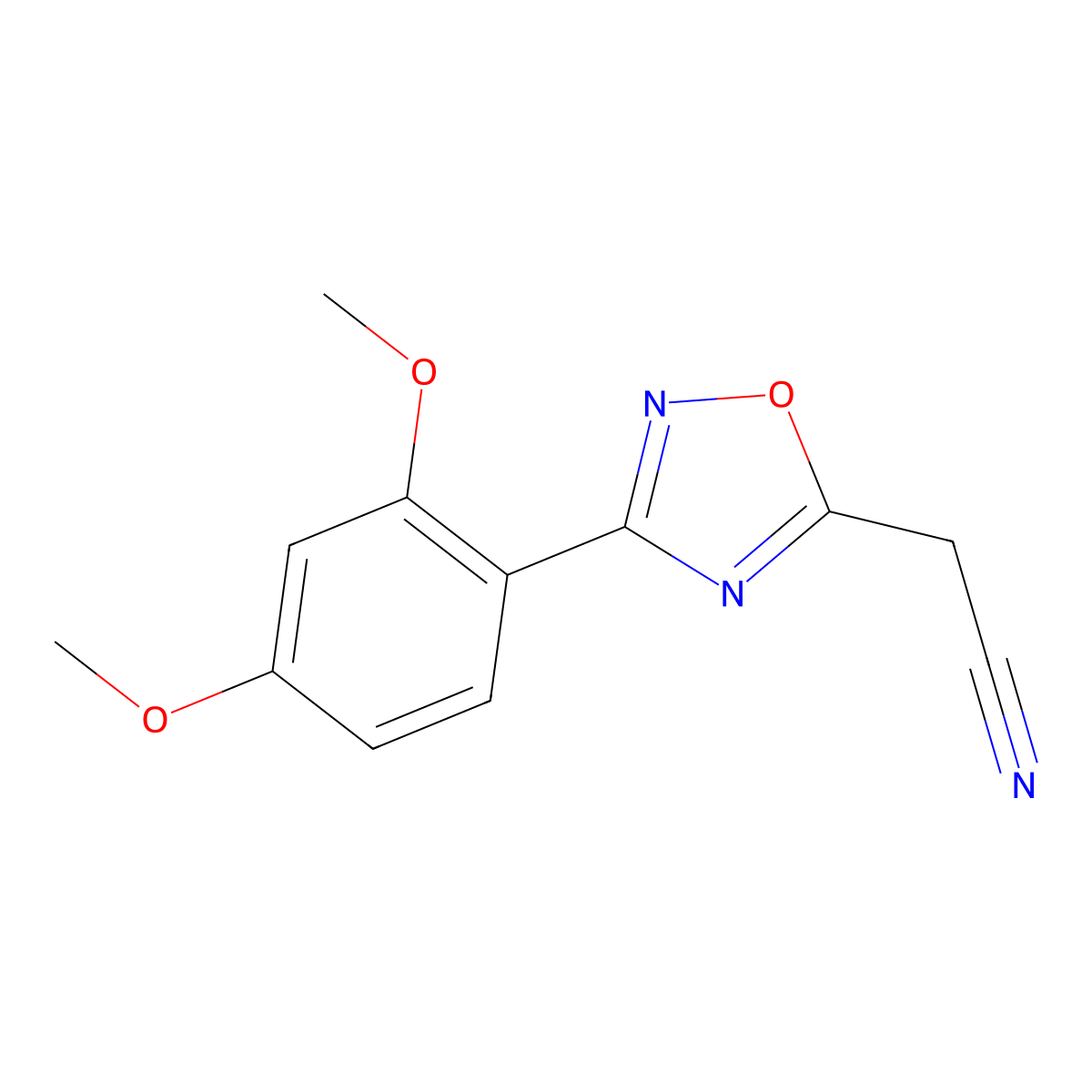 [3-(2,4-Dimethoxyphenyl)-1,2,4-oxadiazol-5-yl]acetonitrile molecular structure, CAS 1365962-13-5