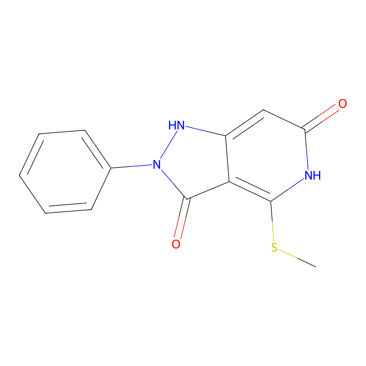 4-(methylthio)-2-phenyl-1H-pyrazolo[4,3-c]pyridine-3,6(2H,5H)-dione molecular structure, CAS 1365962-18-0