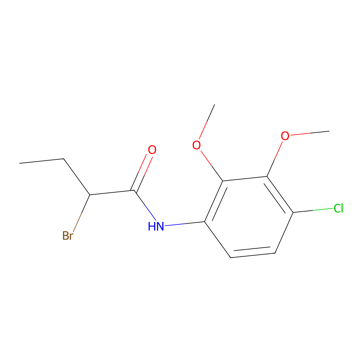 2-Bromo-N-(4-chloro-2,3-dimethoxyphenyl)butanamide molecular structure, CAS 1365962-25-9