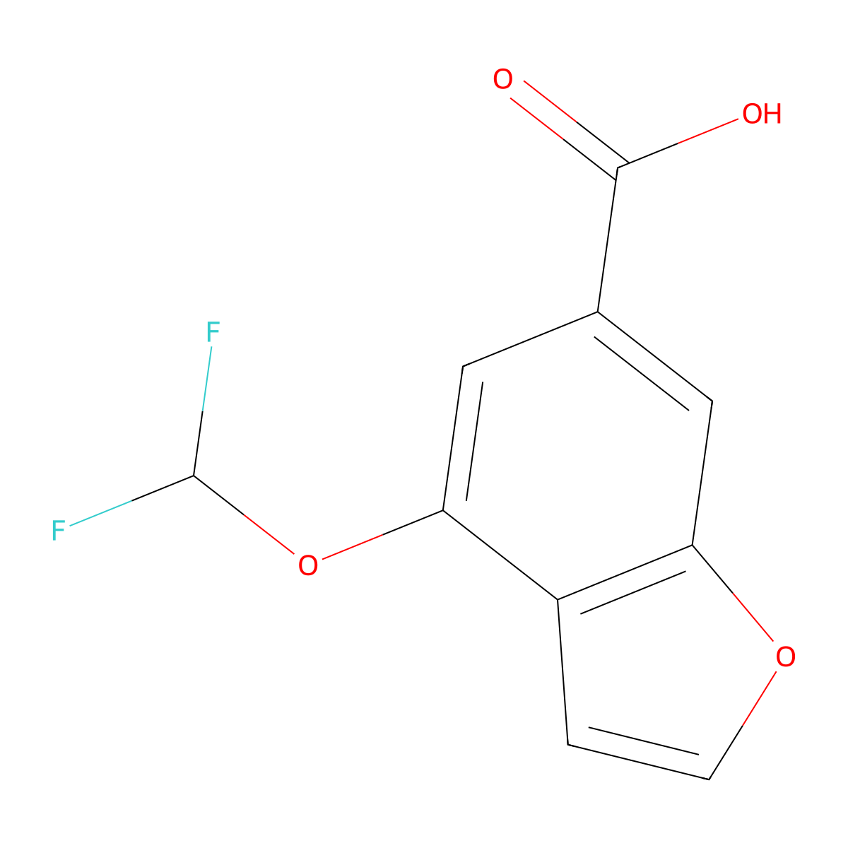4-(Difluoromethoxy)-1-benzofuran-6-carboxylic acid molecular structure, CAS 1365962-35-1