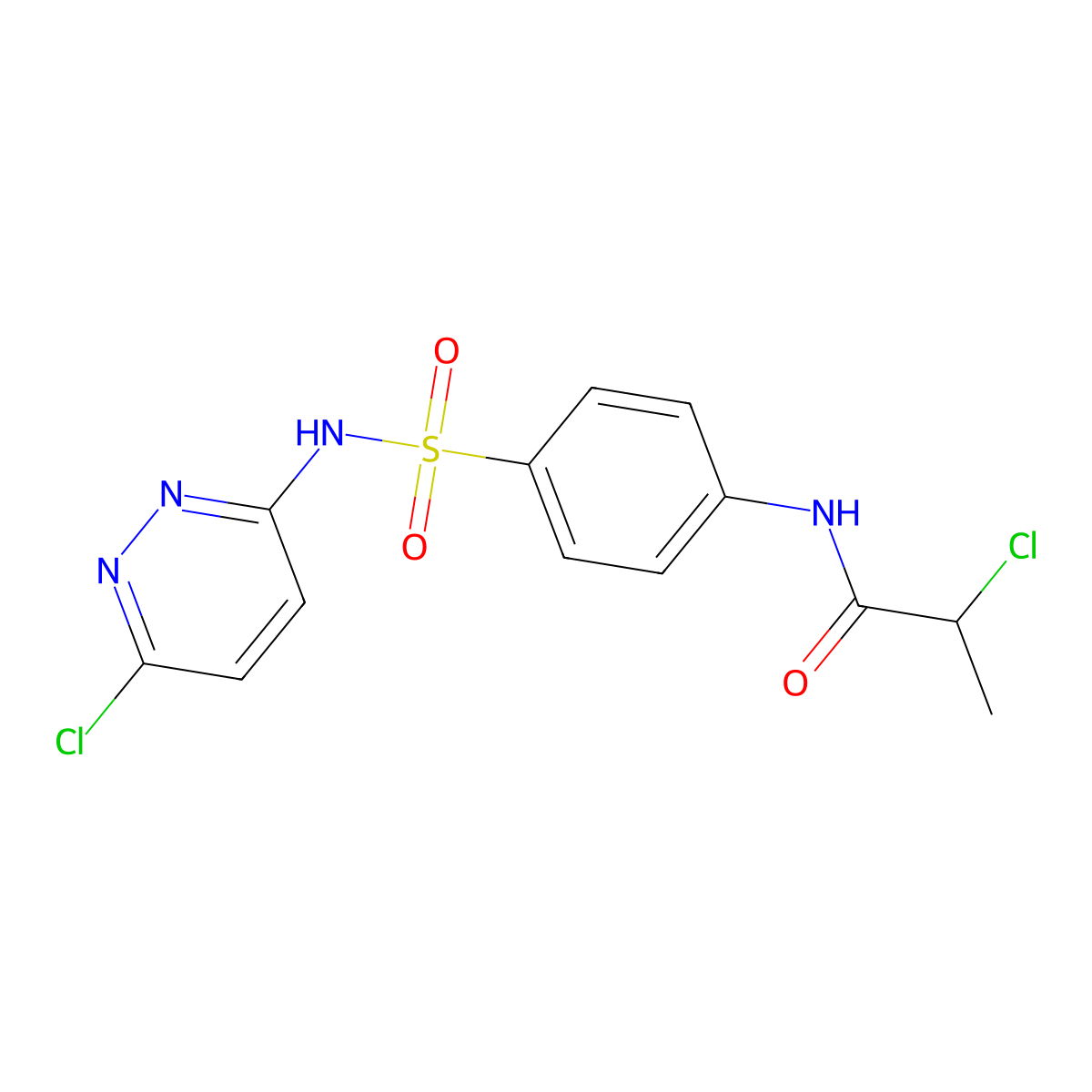 2-Chloro-N-(4-{[(6-chloropyridazin-3-yl)amino]sulfonyl}phenyl)propanamide molecular structure, CAS 1365962-45-3